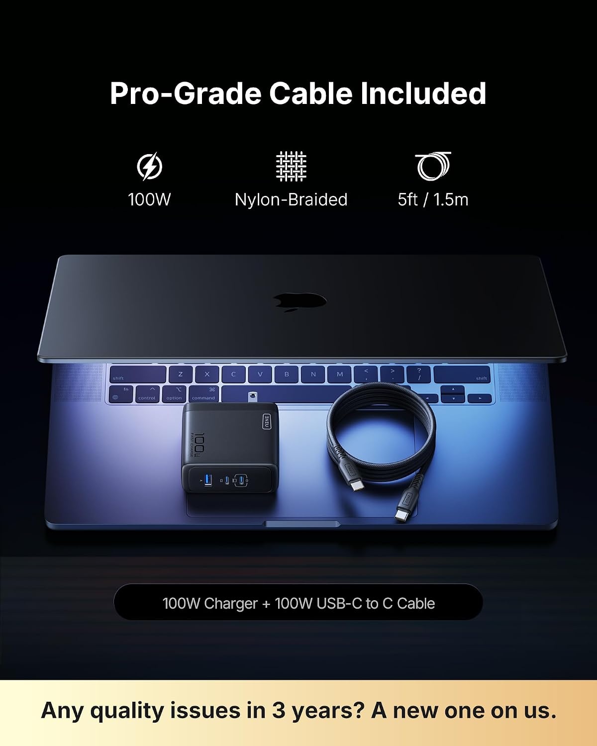 image:imageINIU 100W USB C Laptop Charger GaN Fast Charging Block for with 100W CableBlack