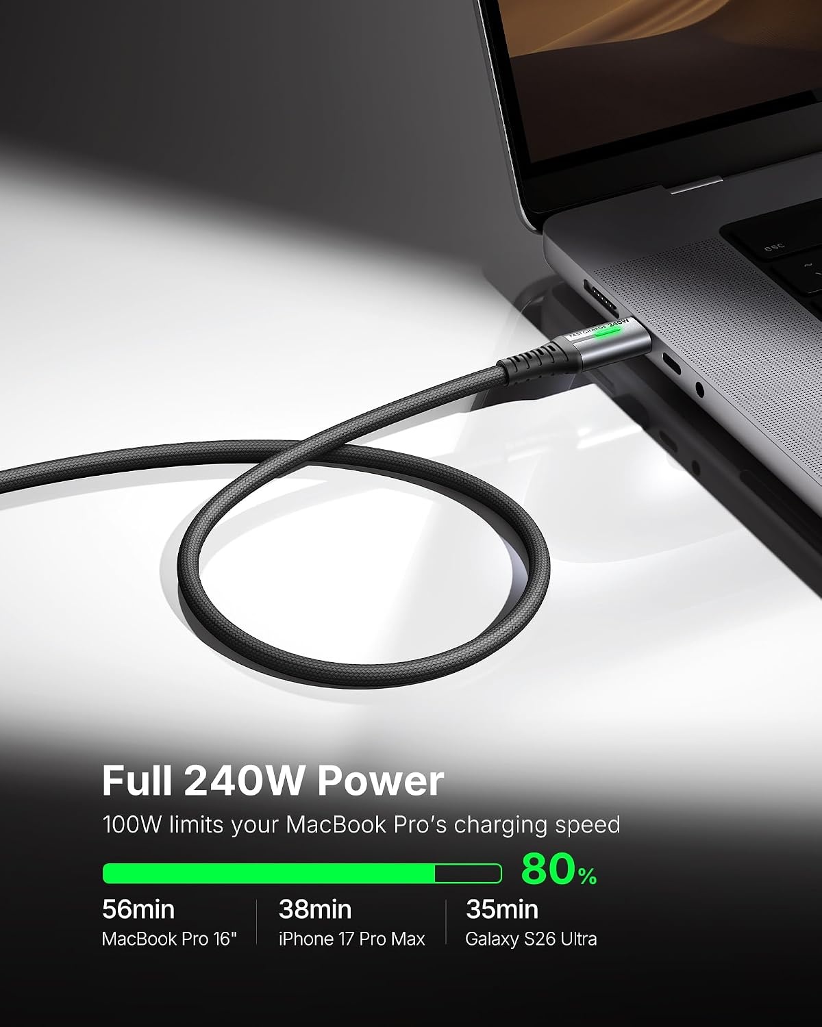 image:imageINIU 240W USB C to USB C Cable 66ft66ft Fast Charging Type C CordBlack