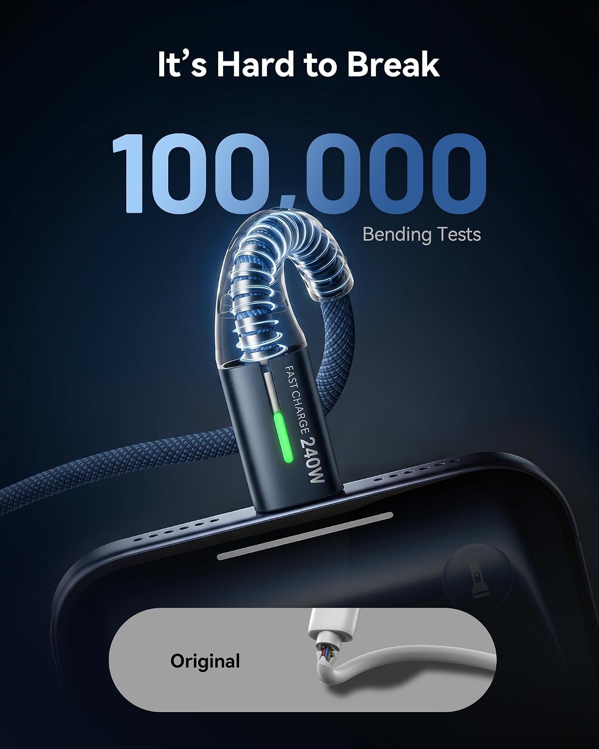 image:imageINIU 240W USB C to USB C Cable 66ft66ft Fast Charging Type C CordBlue