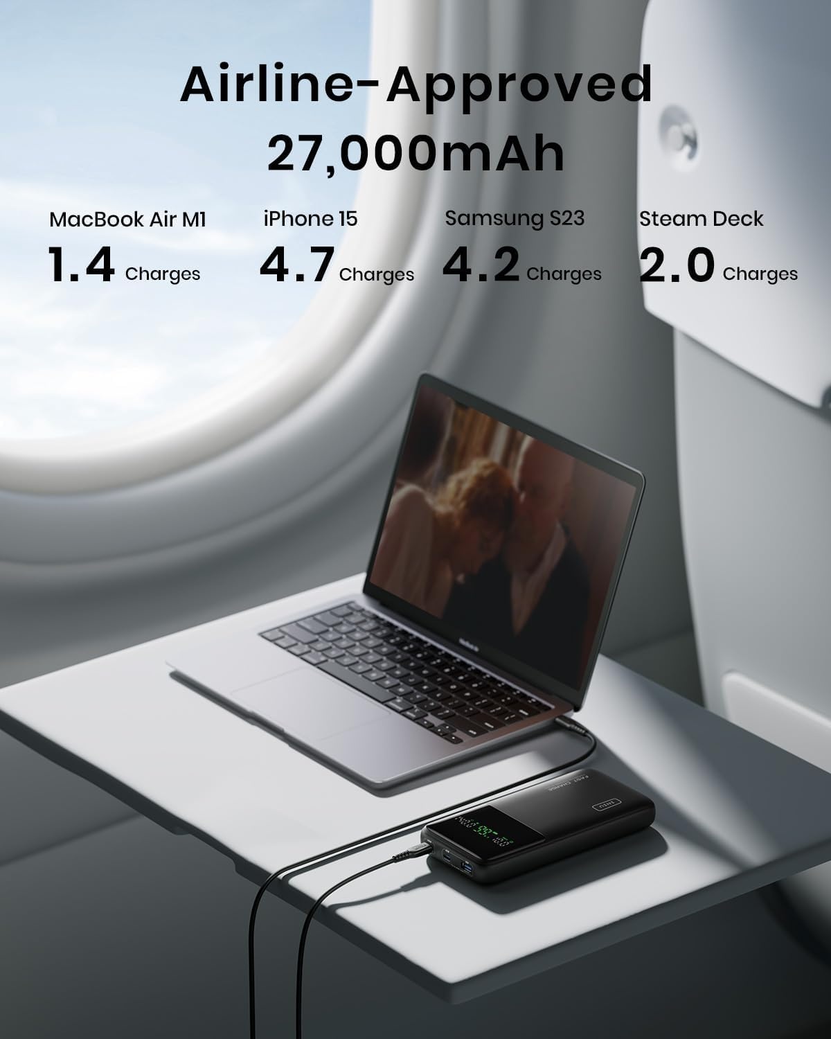 image:imageINIU Laptop Power Bank Compact 27000mAh 140W Fast Charging Battery Pack