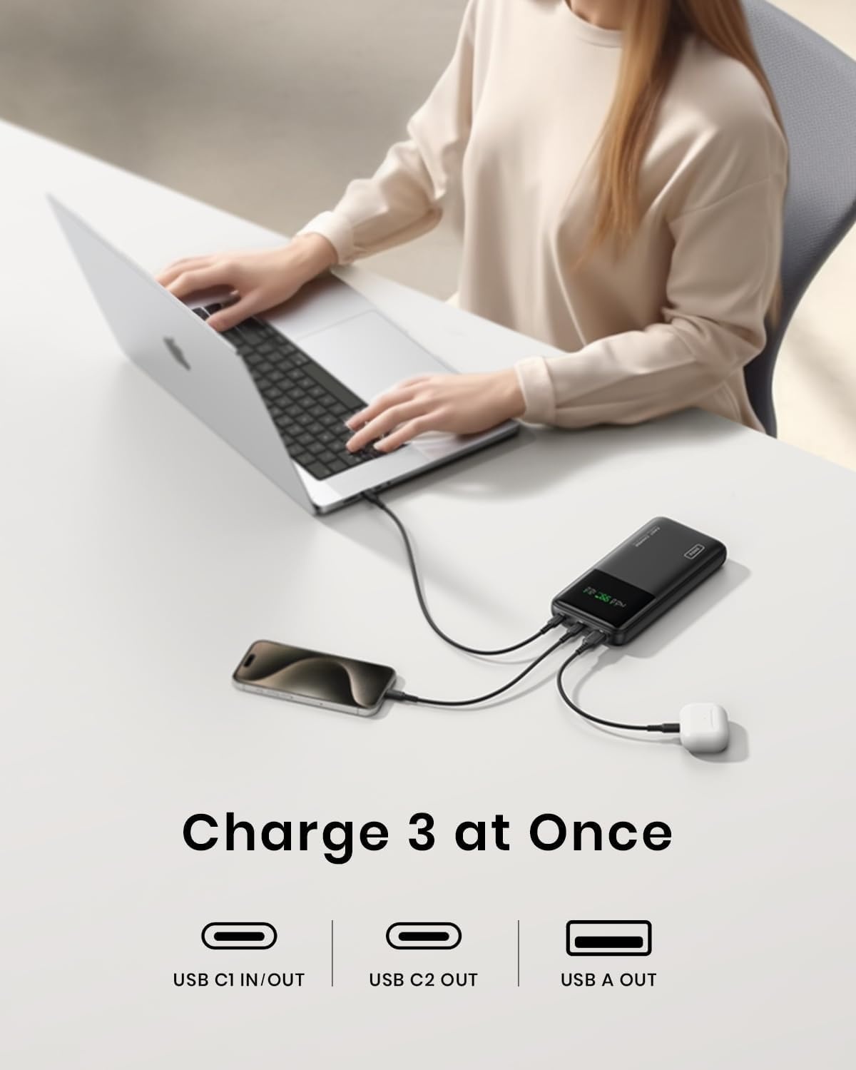 image:imageINIU Laptop Power Bank Compact 27000mAh 140W Fast Charging Battery Pack