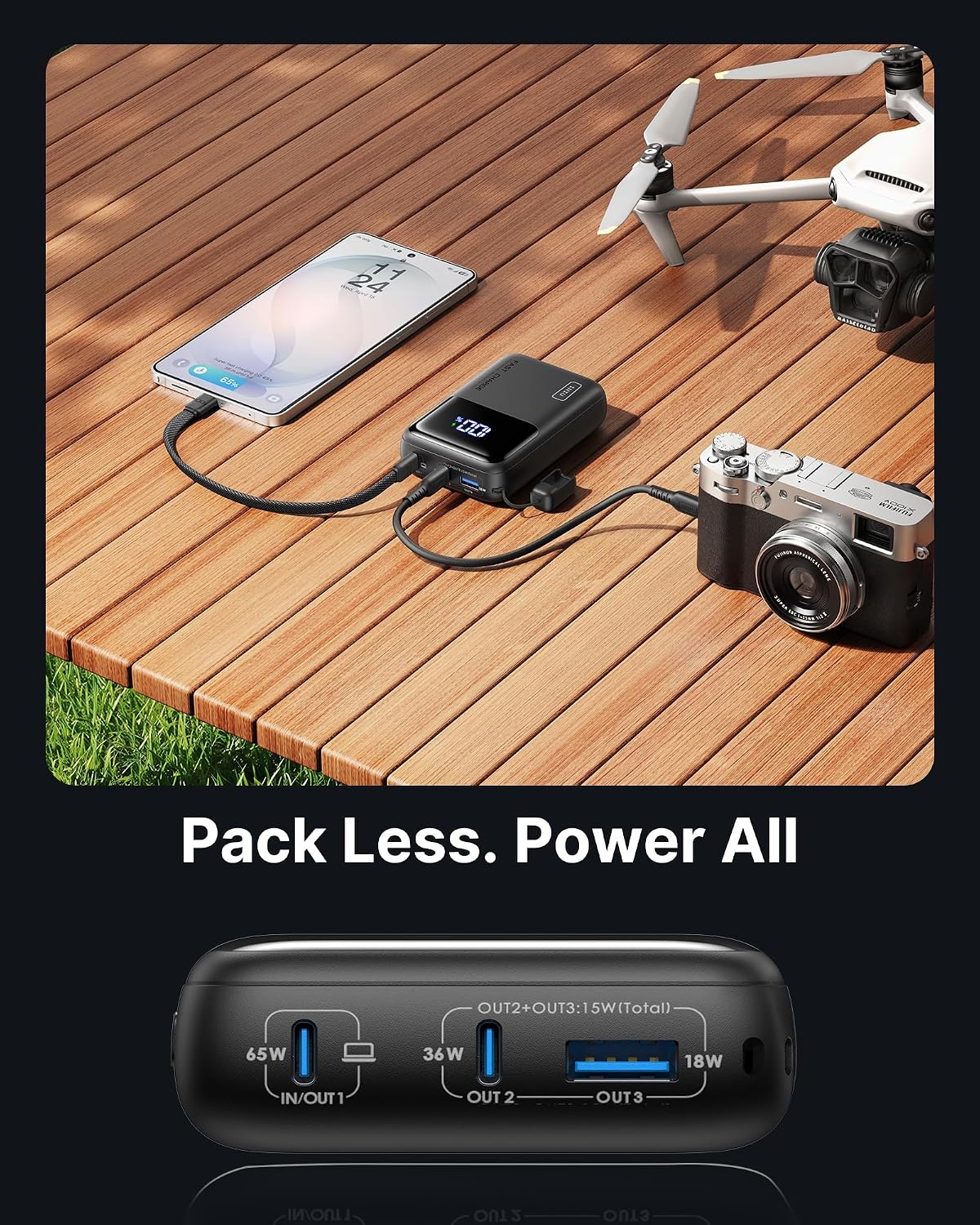 image:imageINIU Laptop Power Bank Smallest 20000mAh 65W Fast Charging Battery PackMetallic Coffee