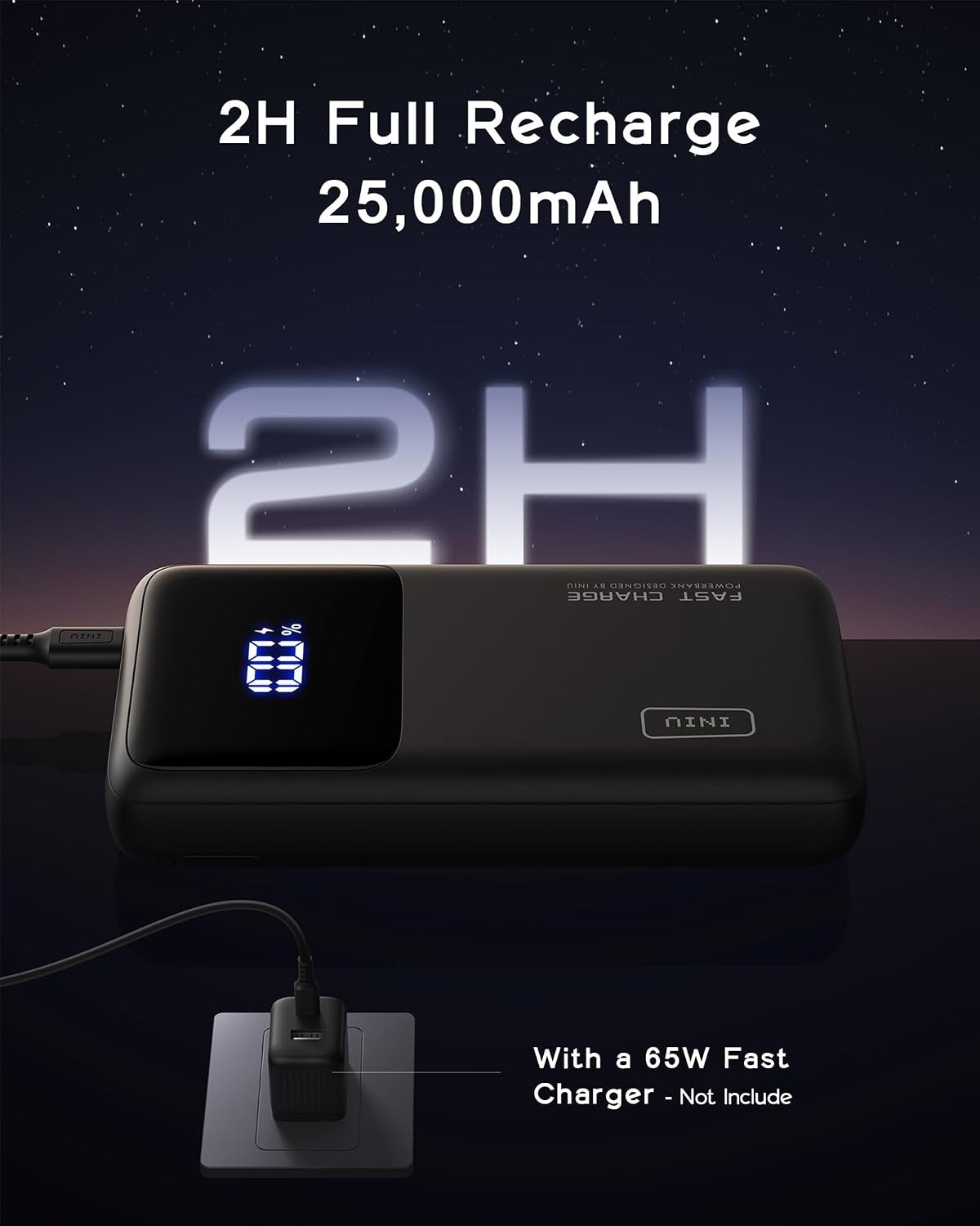 image:imageINIU Laptop Power Bank Smallest 25000mAh 100W Fast Charging Battery PackBlack