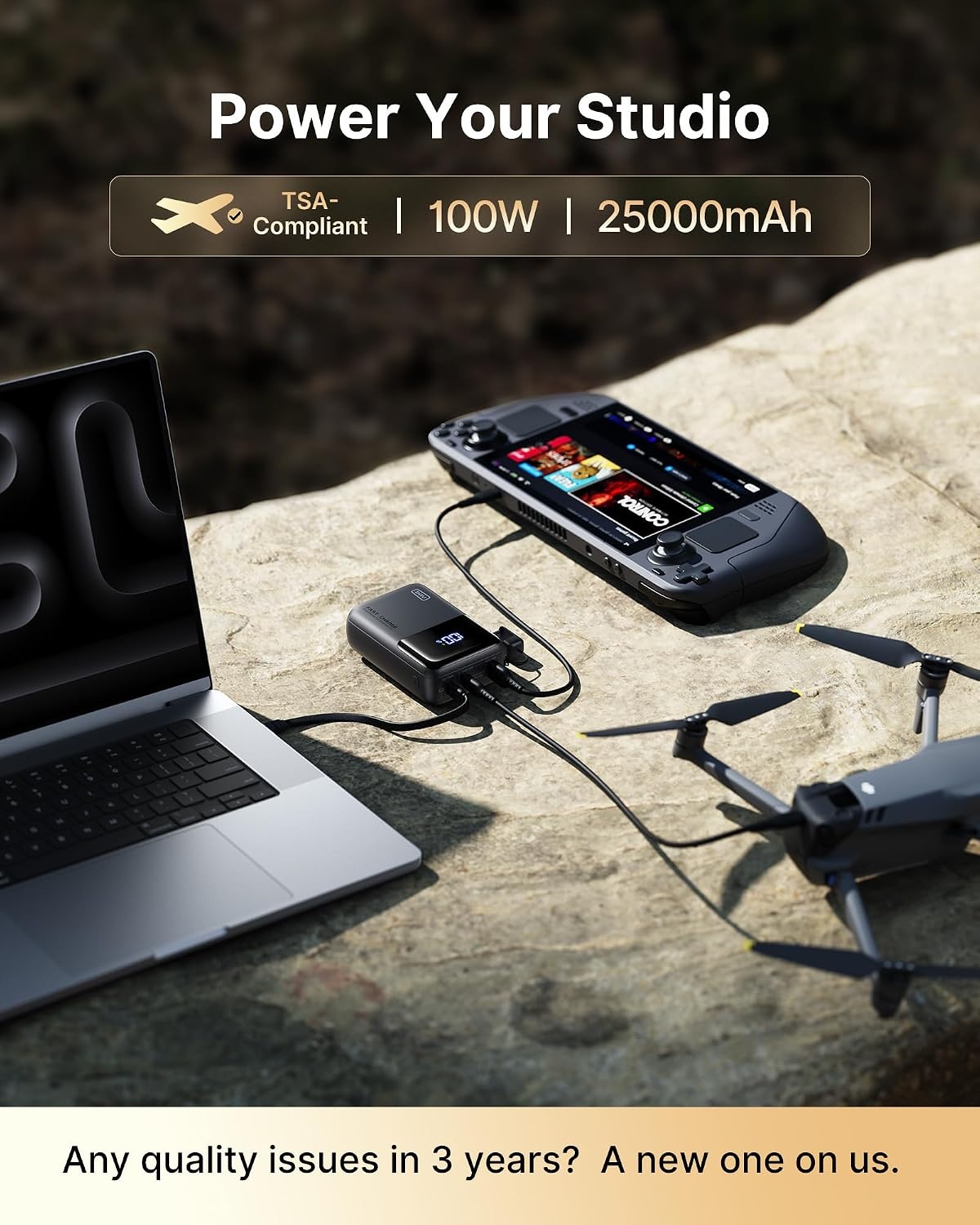 image:imageINIU Laptop Power Bank Smallest 25000mAh 100W Fast Charging Battery PackMetallic Silver