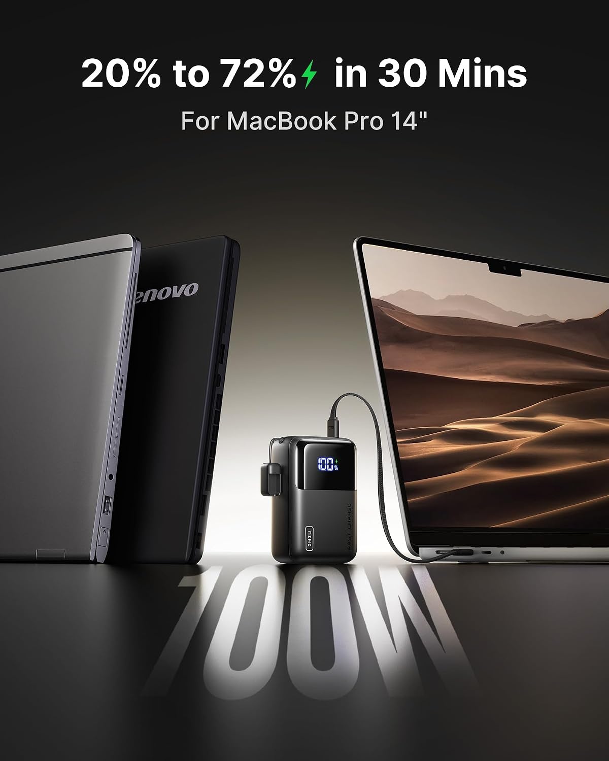image:imageINIU Laptop Power Bank Smallest 25000mAh 100W Fast Charging Battery PackMetallic Silver