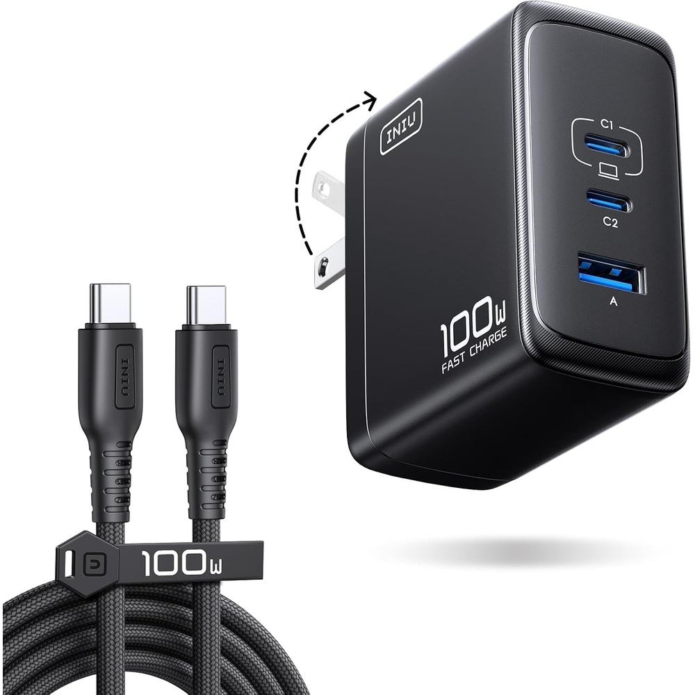 image:imageINIU 100W USB C Laptop Charger GaN Fast Charging Block for with 100W CableBlack