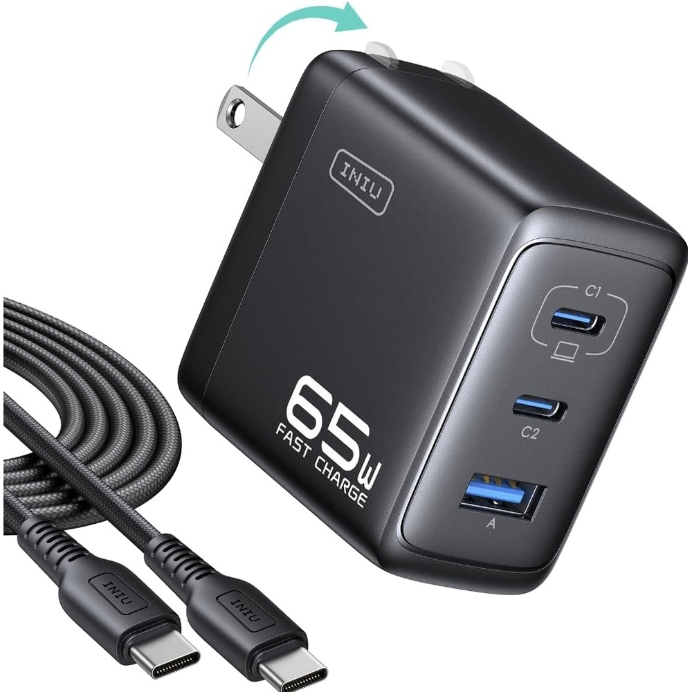 image:imageINIU Laptop Charger 65W Type C Charger Fast Charging Block for MacBookBlack