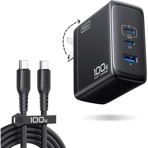 INIU 100W USB C Laptop Charger, GaN Fast Charging Block for with 100W Cable(Black)