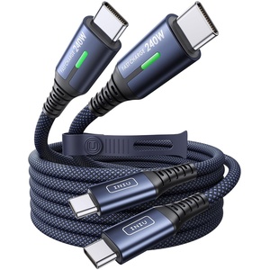 INIU 240W USB C to USB C Cable, [6.6ft+6.6ft] Fast Charging Type C Cord(Blue)