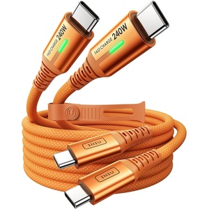 INIU 240W USB C to USB C Cable, [6.6ft+6.6ft] Fast Charging Type C Cord(Orange)
